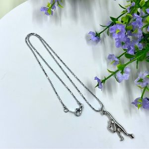 18K White Gold Plated Cute Vintage Monkey Pendant Necklace